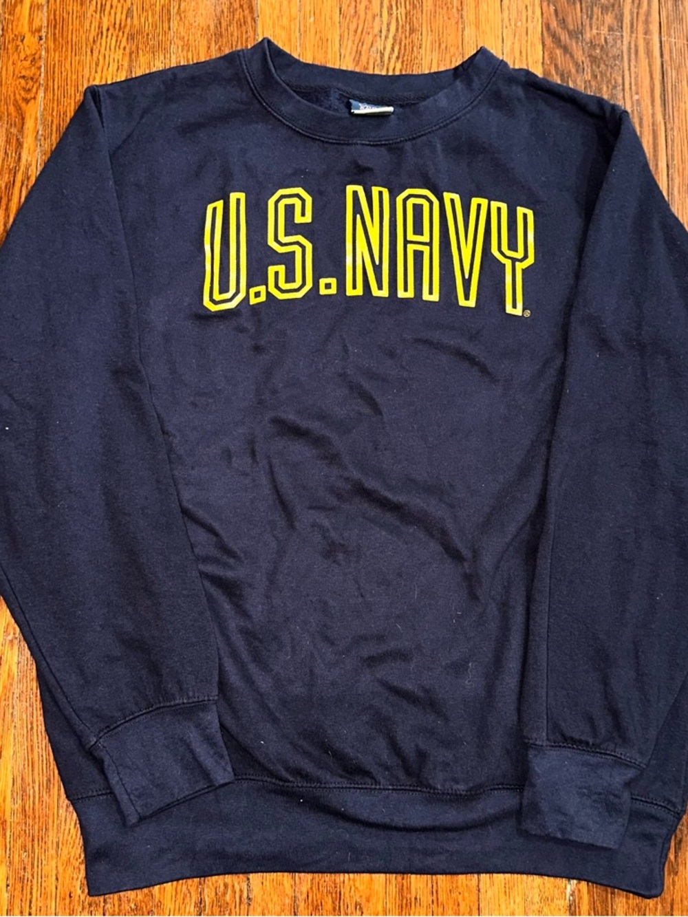 Vintage 90s Large MV Sport Yellow and Blue US Navy Crewneck Sweatshirt